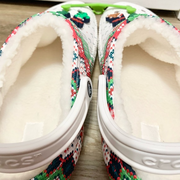 Crocs Classic Lined Holiday Charm Clog - Christmas White - Womens 10 - M8 - NEW - Picture 8 of 9